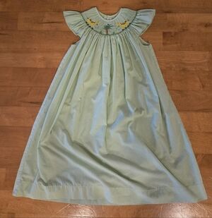 Green Floral Embroidered Kids Dress